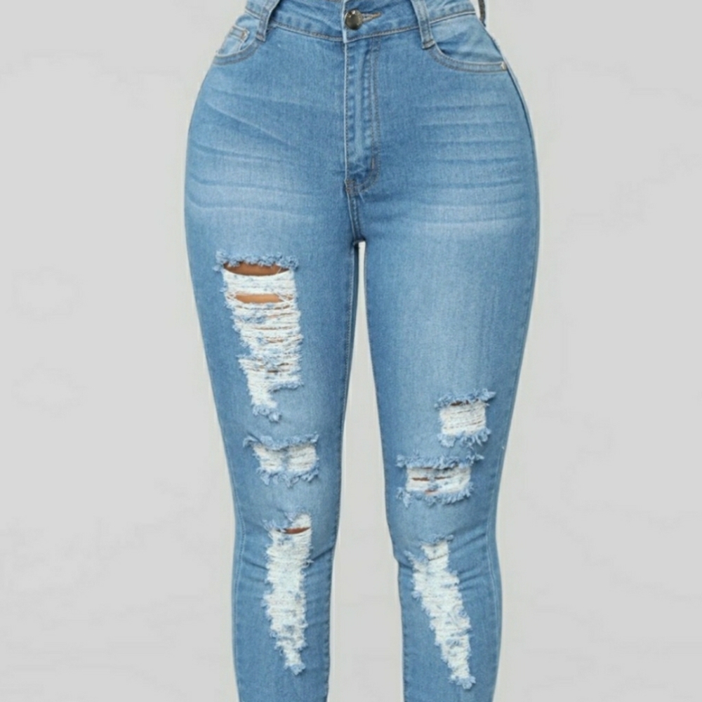 Light wash Distressed denim